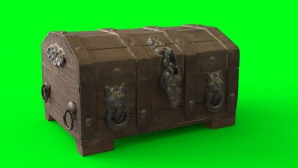 wood chest box with green background
