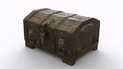 wood chest box with white background