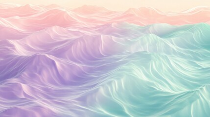 Obraz premium A serene abstract landscape featuring gentle waves in pastel shades of pink, purple, and turquoise.