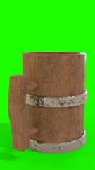 Obraz premium wooden beer cup with green background