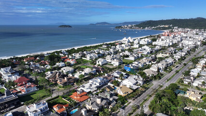 Jurere Internacional At Florianopolis In Santa Catarina Brazil. Beach Landscape. Nature Seascape. Travel Destination. Jurere Internacional At Florianopolis In Santa Catarina Brazil. Turquoise Water.