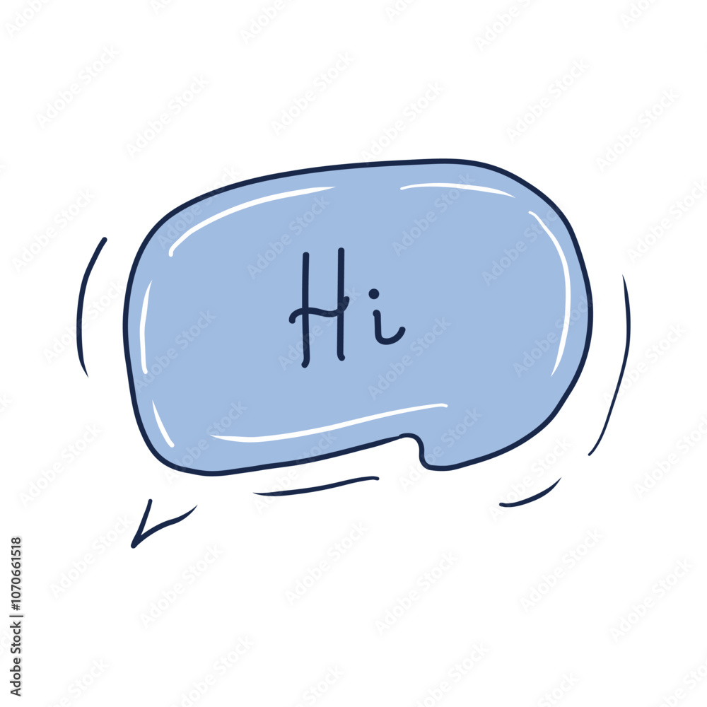 Fototapete hi in bubble speech in flat design. text message and online communication. vector illustration isola