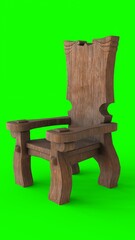 wooden throne with green background
