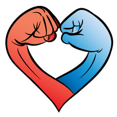 Strength of Love: Fists Forming a Heart Symbol