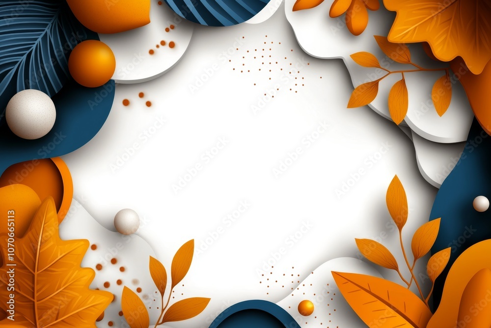 Poster Illustrated banner with abstract shapes and soft colors on a white background, creating a clean, modern look