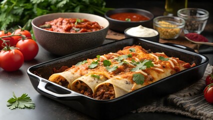 Traditional Honduran Enchiladas with Ground Beef, Lettuce, Cheese, and Tomato Sauce - Hispanic Heritage Month Cuisine