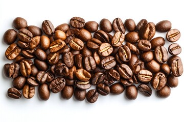 Obraz premium Minimalist coffee beans arranged in a simple grid on a white background, capturing elegance in simplicity