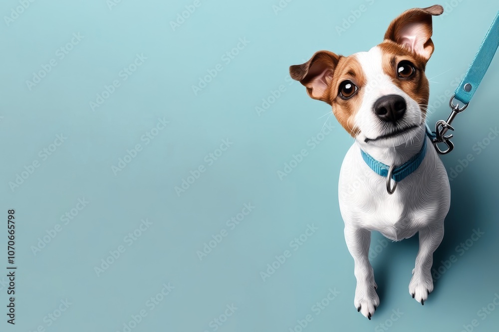 Aufkleber Minimalist sketch of a dog on a leash, creating a simple, clean look on a soft background