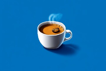 Pixel art of a coffee cup with steam rising, created in a retro 8-bit style, capturing nostalgic charm