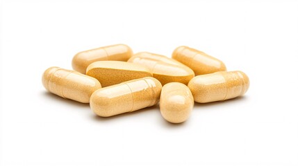 Close-up of Oval-Shaped Pills on White Background