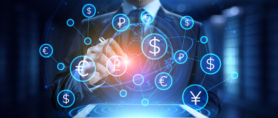 Global Currency Exchange and Financial Transactions as Business and Technology Concept.