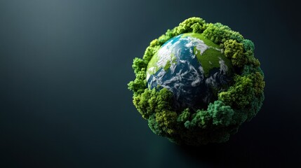 Earth Surrounded by Greenery and Renewable Symbols