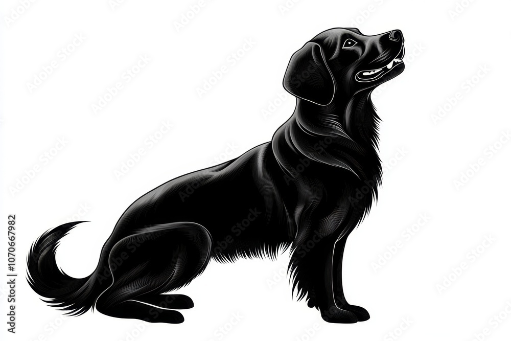 Poster Silhouette of a dog in a minimalist style with clean lines and a simple color scheme