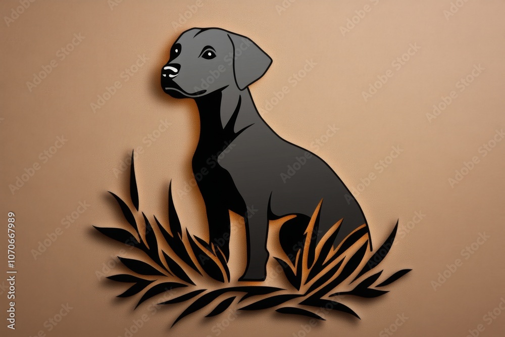 Poster Silhouette of a dog in a minimalist style with clean lines and a simple color scheme