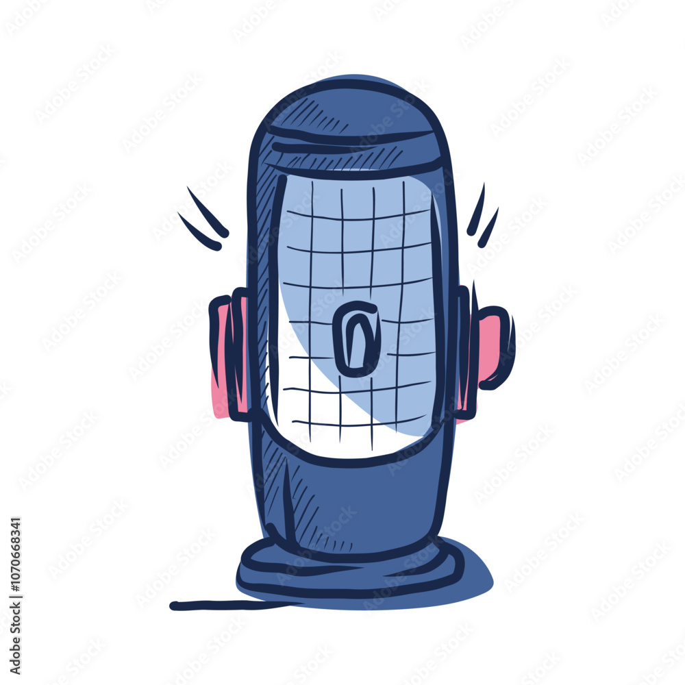 Aufkleber Microphone stand in flat design. Mic for podcast recording in studio. Vector illustration isolated.