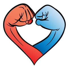 Strength of Love: Fists Forming a Heart Symbol