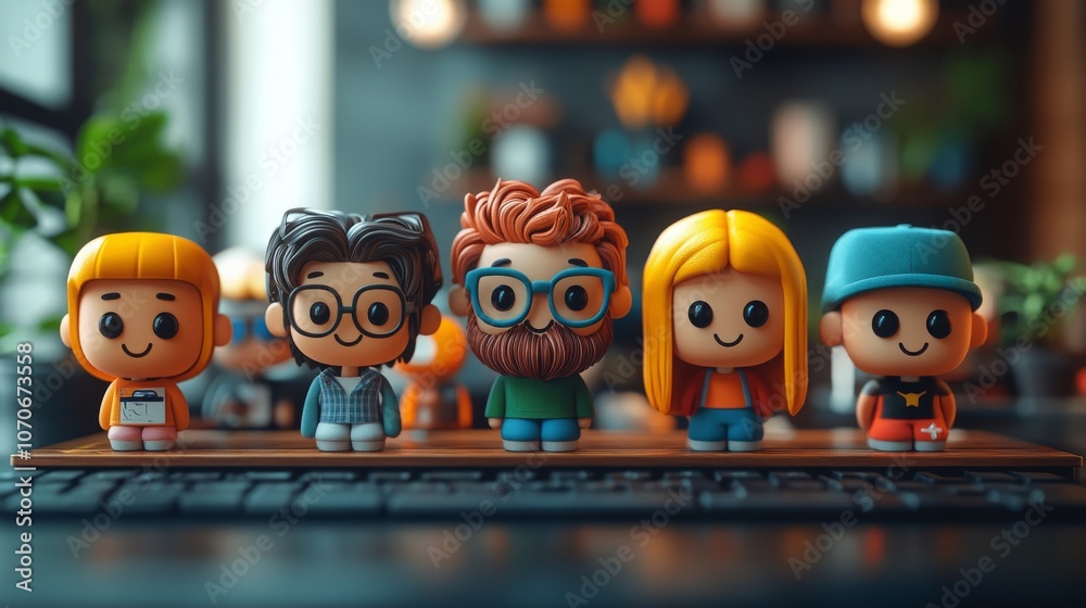 Poster ai-driven talking-head avatars displayed in a mobile app environment with vibrant character designs