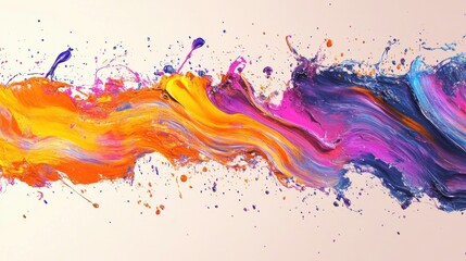 Vibrant abstract splash of orange, pink, and purple hues creating a lively and energetic atmosphere.