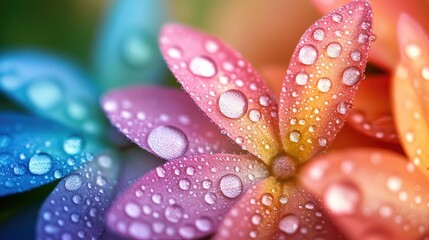 Fototapeta premium Colorful Wildflowers with Morning Dew Drops