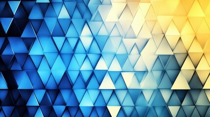 Fototapeta premium Vibrant blue and yellow triangular pattern creating a dynamic, modern abstract background.