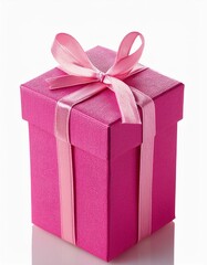 Obraz premium pink gift box with ribbon