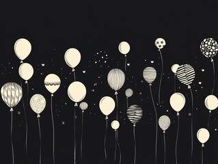 Fototapeta premium Black Background Cartoon Balloon Illustration