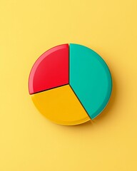 Fototapeta premium Colorful pie chart model on a vibrant yellow background.