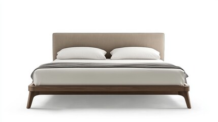 Obraz premium A minimalist cutout white background with a modern double bed 