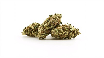 Cannabis Buds: Close-Up on White Background