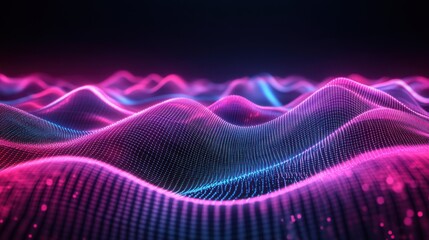 A vibrant abstract representation of digital waves in pink and blue tones, creating a futuristic feel.