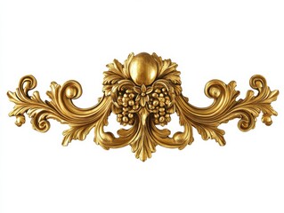 A gold ornate design with a central cluster of grapes and leaves, a classic decorative element for home decor.