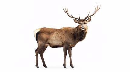 Majestic Elk: A Portrait of Wildlife on White Background