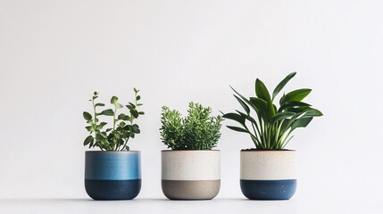 Fototapeta premium Potted Plants on White Background: A Touch of Greenery