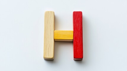 Colorful Wooden Letter H on White Background