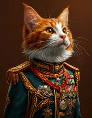 cat in a general's uniform
