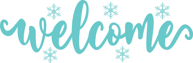 Welcome typography design on plain white transparent isolated background for sign, card, shirt, hoodie, sweatshirt, apparel, tag, mug, icon, poster or badge