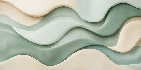 Fototapeta premium Tranquil seafoam and beige shapes with gentle curves and gradients