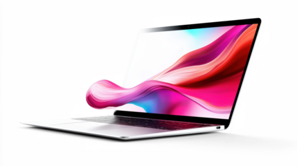 Sleek Laptop with Vibrant Wave Design Element