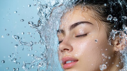 Naklejka premium Artistic Water Portrait of a Serene Woman