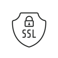 SSL Secure Sockets Layer, icon in line design. SSL, secure, sockets, layer, encryption, protection, authentication on white background vector. SSL Secure Sockets Layer icon editable stroke icon