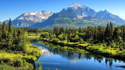View of scenic mountain river landscape.
