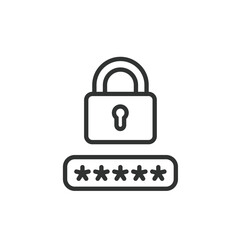 Lock password, icon in line design. Lock, password, security, protection, authentication, access, encryption on white background vector. Lock password editable stroke icon