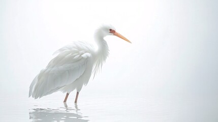 Obraz premium Serene White Bird in Water: A Minimalist Nature Photograph