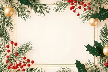 Festive border with holiday foliage and ornaments.