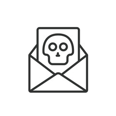 Mail virus, icon in line design. Mail, virus, malware, email, infection, cybersecurity, phishing on white background vector. Mail virus editable stroke icon