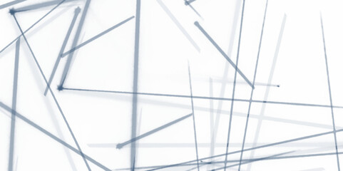 Abstract lines in blue and white tone of many squares and rectangle shapes on white background. Random chaotic lines abstract geometric pattern. Abstract banner with an asymmetric texture.