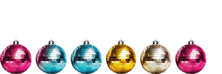 Set of disco ball on white background on transparent background