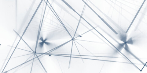 Abstract lines in blue and white tone of many squares and rectangle shapes on white background. Random chaotic lines abstract geometric pattern. Abstract banner with an asymmetric texture.