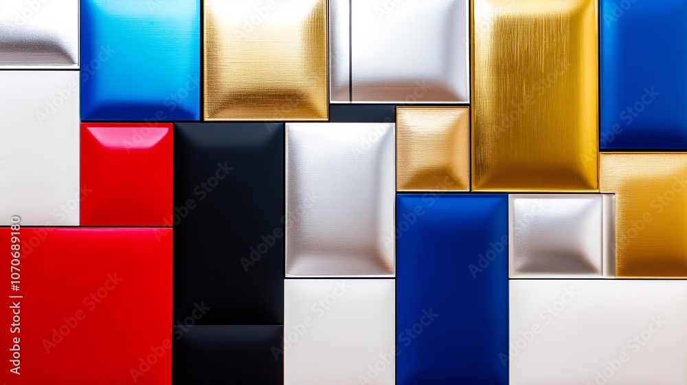 Poster abstract color blocks with metallic accents