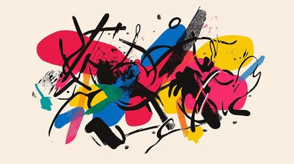 Abstract Line Art with Splash of Color